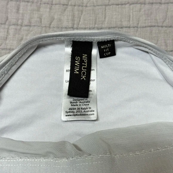 Nip Tuck Swim Gray & White Striped One-piece Swimsuit Size 12 - Picture 2 of 11